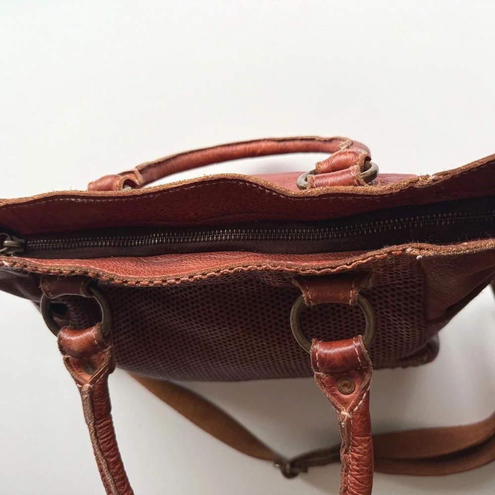 Amsterdam Heritage Caramel Leather Perforated Studded Top‎ Handle Shoulder Bag